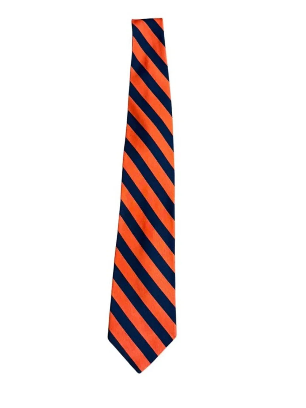 J. Crew Men's Silk Neck Tie Orange Navy Striped Preppy Ivy League Classic USA